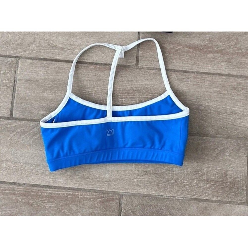 Royal Change Sports Bra Medium Blue White Sydney Cummings Strappy Workout Gym